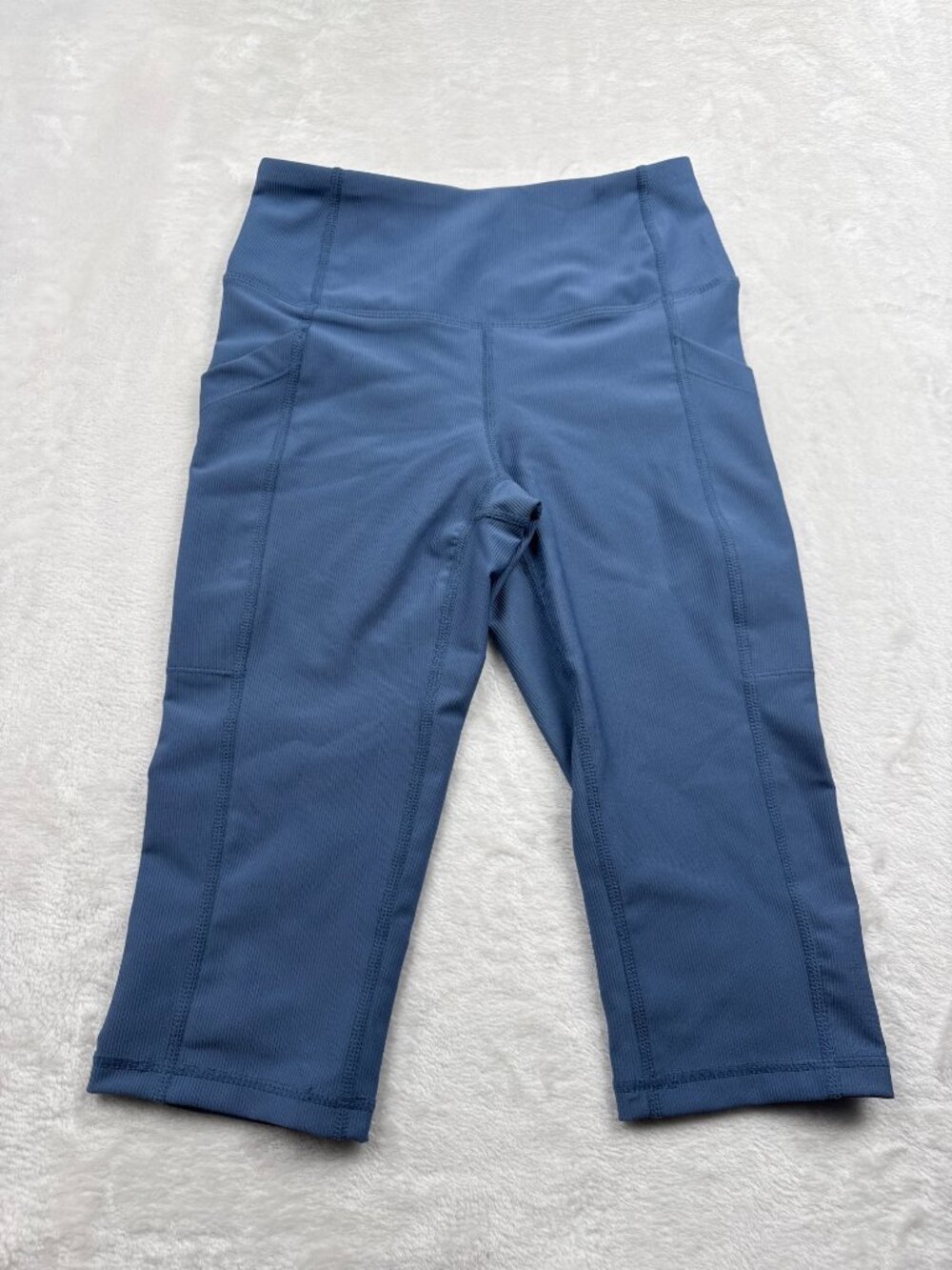 32 Degrees Cool Womens High-Waisted Capri Leggings XS Blue Stretchy Activewear